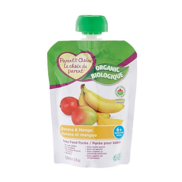Parent's Choice Organic Banana & Mango Baby Food Purée, 128 mL
